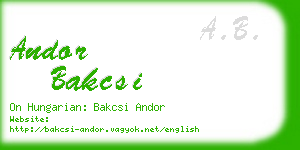 andor bakcsi business card